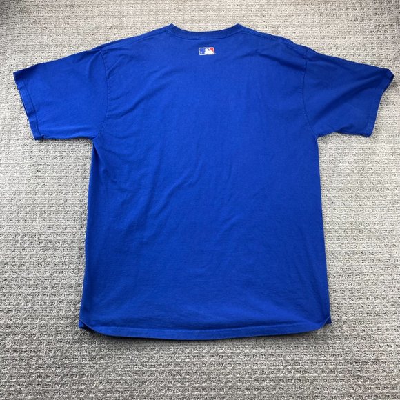 Texas Rangers Majestic Shirt Men Extra Large XL Blue MLB Baseball T-Shirt Print - Picture 2 of 10